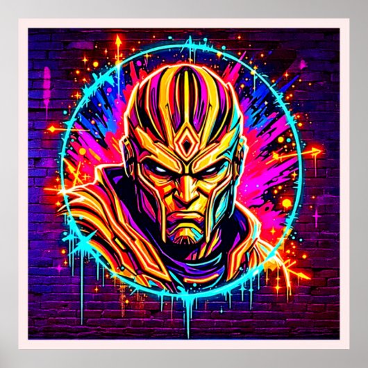 Neon Warrior Power Art Poster (Vorne)