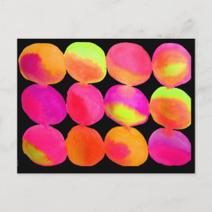Neon-Wasserfarbe Kreis Muster abstraktes Kunstfarb Postkarte