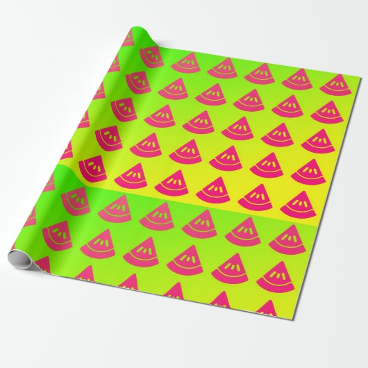 Neon-Wassermelonen-Scheiben-Muster Geschenkpapier (Ungerollt)