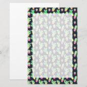Neon Watercolor Cacti in Pots Pattern Briefpapier (Vorne/Hinten)