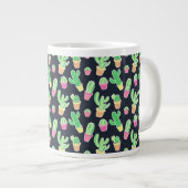 Neon Watercolor Cacti in Pots Pattern Jumbo-Tasse (Vorderseite Rechts)