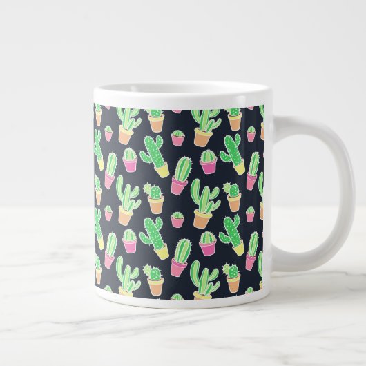 Neon Watercolor Cacti in Pots Pattern Jumbo-Tasse (Rechts)
