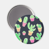Neon Watercolor Cacti in Pots Pattern Magnet (Vorderseite/Rückseite)