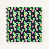 Neon Watercolor Cacti in Pots Pattern Notizblock (Vorderseite)