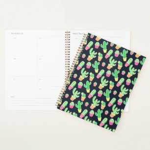 Neon Watercolor Cacti in Pots Pattern Planer
