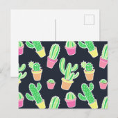 Neon Watercolor Cacti in Pots Pattern Postkarte (Vorne/Hinten)