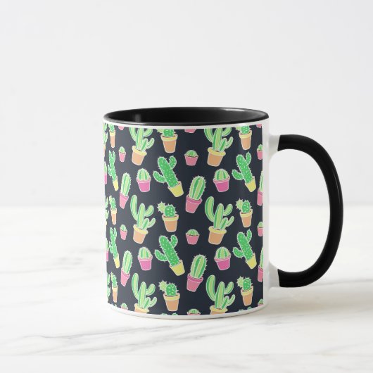 Neon Watercolor Cacti in Pots Pattern Tasse (Rechts)