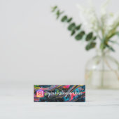 Neon Watercolor Instagram Social Media Mini Visitenkarte (Stehend Vorderseite)