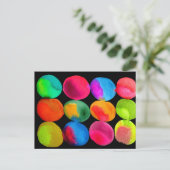 Neon Watercolor Kreismuster abstrakte Kunstfarbe Postkarte (Stehend Vorderseite)