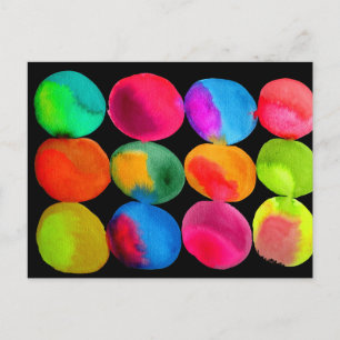 Neon Watercolor Kreismuster abstrakte Kunstfarbe Postkarte