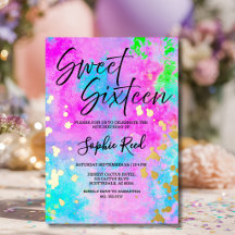 Neon-Watercolor-Süße-Sechzehn-Party
