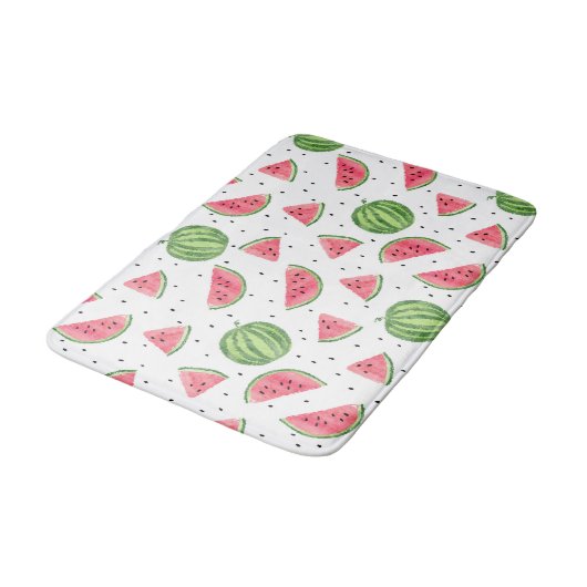 Neon Watercolor Wassermelonen Muster Badematte (Schrägansicht)