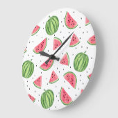 Neon Watercolor Wassermelons Muster Große Wanduhr (Winkel)