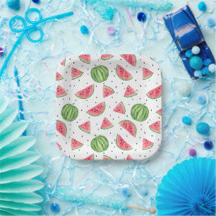 Neon Watercolor Wassermelons Muster Pappteller
