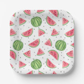 Neon Watercolor Wassermelons Muster Pappteller (Vorderseite)