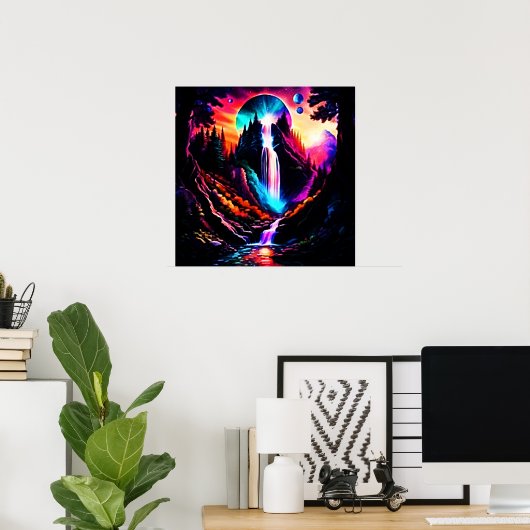 Neon Waterfall Poster (Heimbüro)