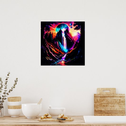 Neon Waterfall Poster (Küche)