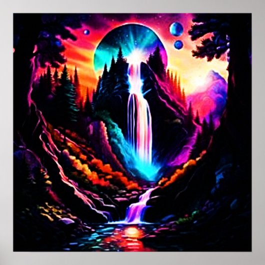 Neon Waterfall Poster (Vorne)