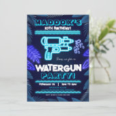 Neon Watergun Party Einladung Summer (Stehend Vorderseite)