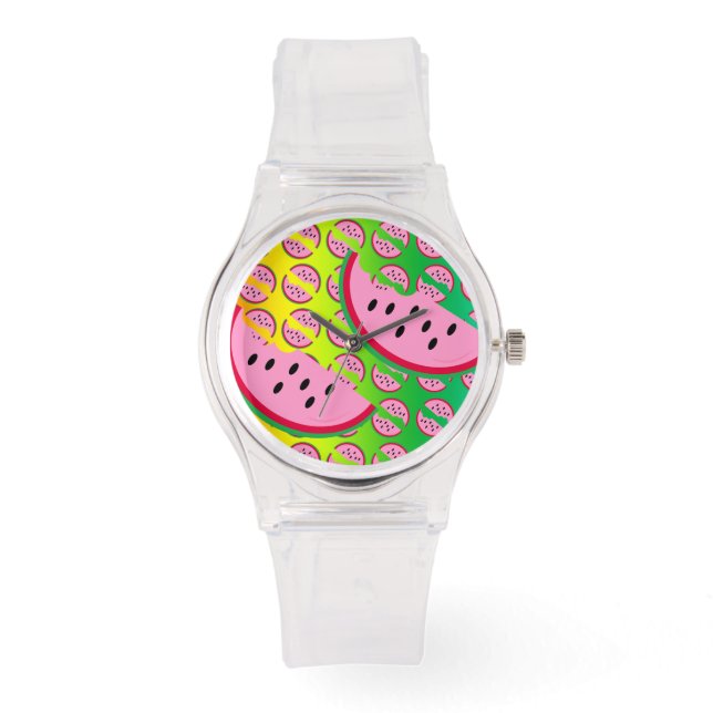 Neon Watermelon Armbanduhr (Vorderseite)