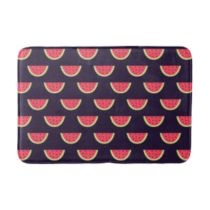 Neon Watermelon auf Lila Muster Badematte