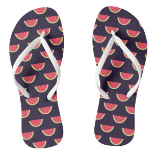 Neon Watermelon auf Lila Muster Badesandalen