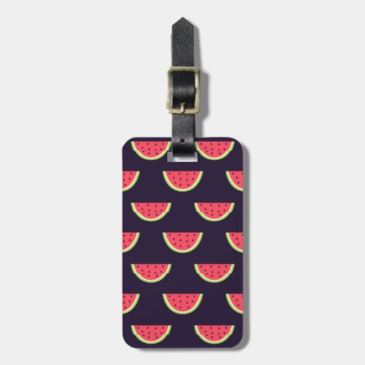 Neon Watermelon auf Lila Muster Gepäckanhänger (Vorderseite vertikal)