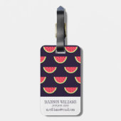 Neon Watermelon auf Lila Muster Gepäckanhänger (Rückseite vertikal)