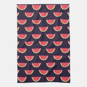 Neon Watermelon auf Lila Muster Handtuch