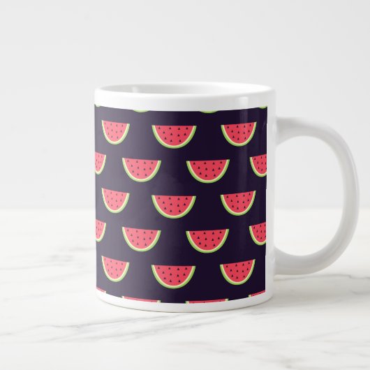 Neon Watermelon auf Lila Muster Jumbo-Tasse (Rechts)