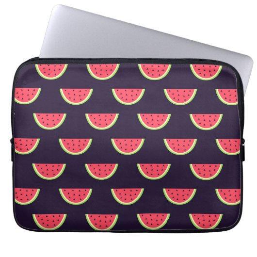 Neon Watermelon auf Lila Muster Laptopschutzhülle (Vorderseite)