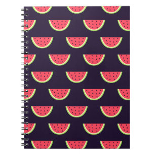 Neon Watermelon auf Lila Muster Notizblock