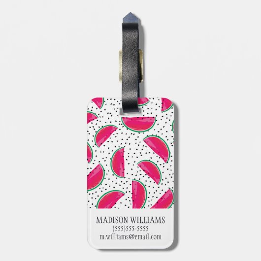 Neon Watermelon auf Samen-Muster Gepäckanhänger (Rückseite vertikal)