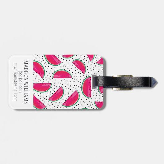 Neon Watermelon auf Samen-Muster Gepäckanhänger (Rückseite horizontal)