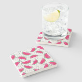 Neon Watermelon auf Samen-Muster Steinuntersetzer (Seitenansicht)