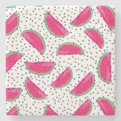 Neon Watermelon auf Samen-Muster Steinuntersetzer (Vorderseite)