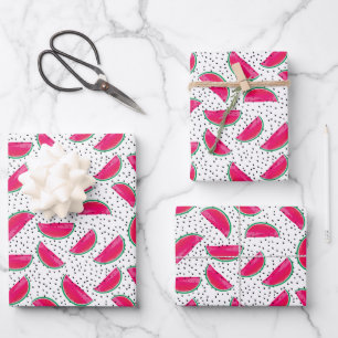 Neon Watermelon on Seeds Pattern Geschenkpapier Set