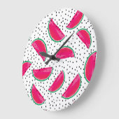 Neon Watermelon on Seeds Pattern Große Wanduhr (Winkel)