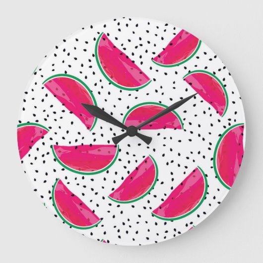 Neon Watermelon on Seeds Pattern Große Wanduhr (Vorderseite)