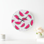 Neon Watermelon on Seeds Pattern Große Wanduhr (Zuhause)