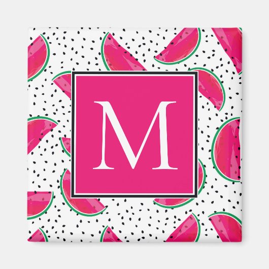 Neon Watermelon on Seeds Pattern Magnet (Vorne)