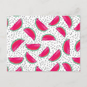 Neon Watermelon on Seeds Pattern Postkarte (Vorderseite)