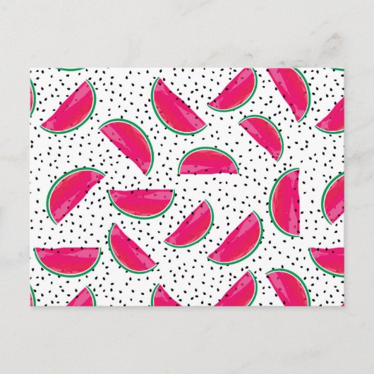 Neon Watermelon on Seeds Pattern Postkarte (Vorderseite)