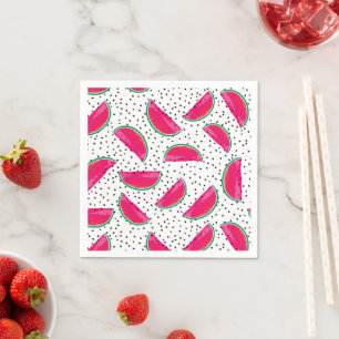 Neon Watermelon on Seeds Pattern Serviette
