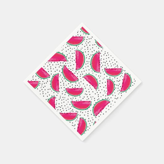 Neon Watermelon on Seeds Pattern Serviette (Ecke)
