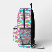 Neon Watermelon on Stripes Muster Bedruckter Rucksack (Rechts)