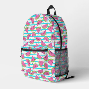 Neon Watermelon on Stripes Muster Bedruckter Rucksack