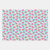 Neon Watermelon on Stripes Muster Geschenkpapier Set (Vorderseite 3)