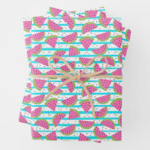 Neon Watermelon on Stripes Muster Geschenkpapier Set (Beispiel)