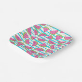 Neon Watermelon on Stripes Muster Pappteller (Gewinkelt)